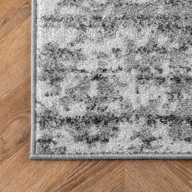 Deedra Modern Abstract Power Loom Performance Gray/White Rug
