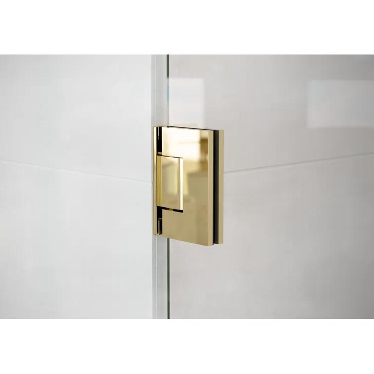 Illume 75.5 in x 78 in Frameless Polished Brass Shower Door with Clear Glass