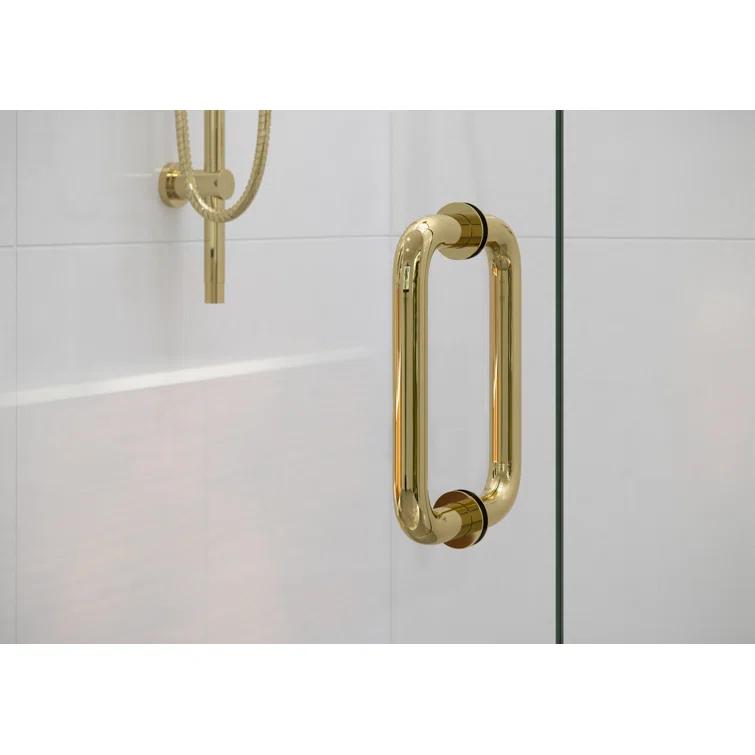 Illume 75.5 in x 78 in Frameless Polished Brass Shower Door with Clear Glass