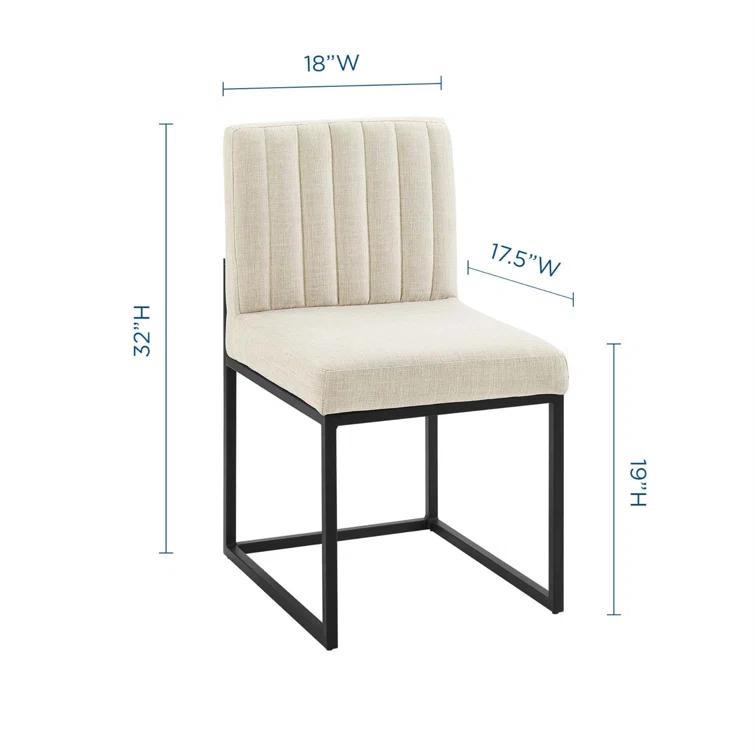 Latitude Run® Carriage Channel Tufted Sled Base Upholstered Fabric Dining Chair