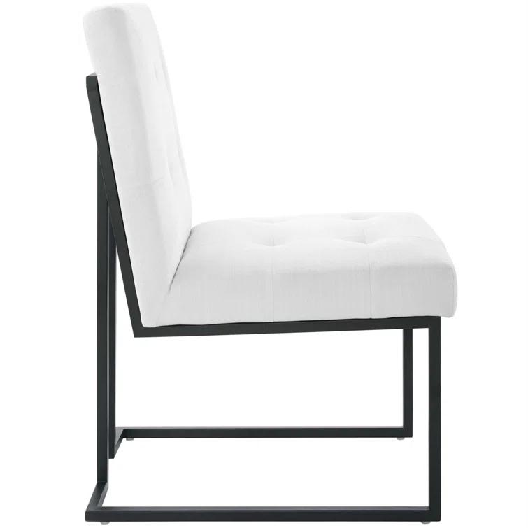 Privy Black Stainless Steel Upholstered Fabric Dining Chair by Modway