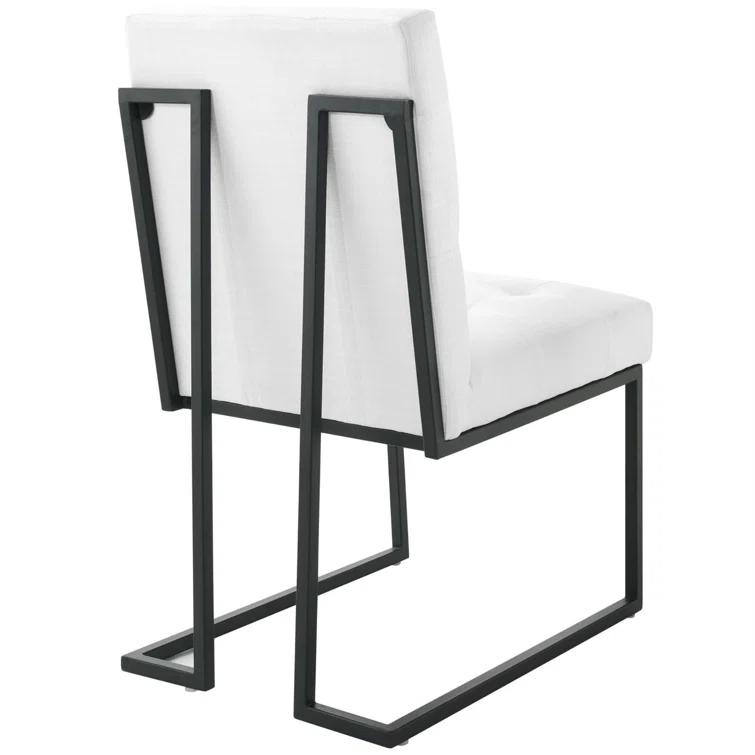 Privy Black Stainless Steel Upholstered Fabric Dining Chair by Modway