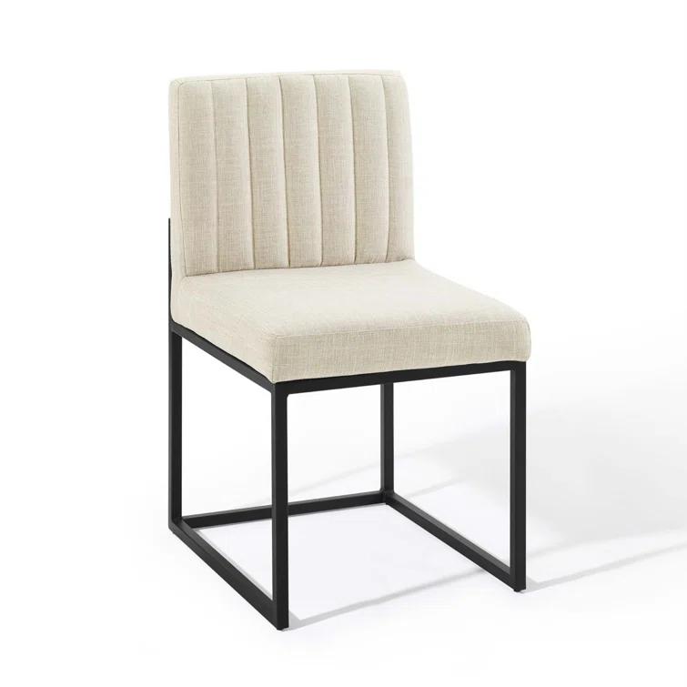 Latitude Run® Carriage Channel Tufted Sled Base Upholstered Fabric Dining Chair