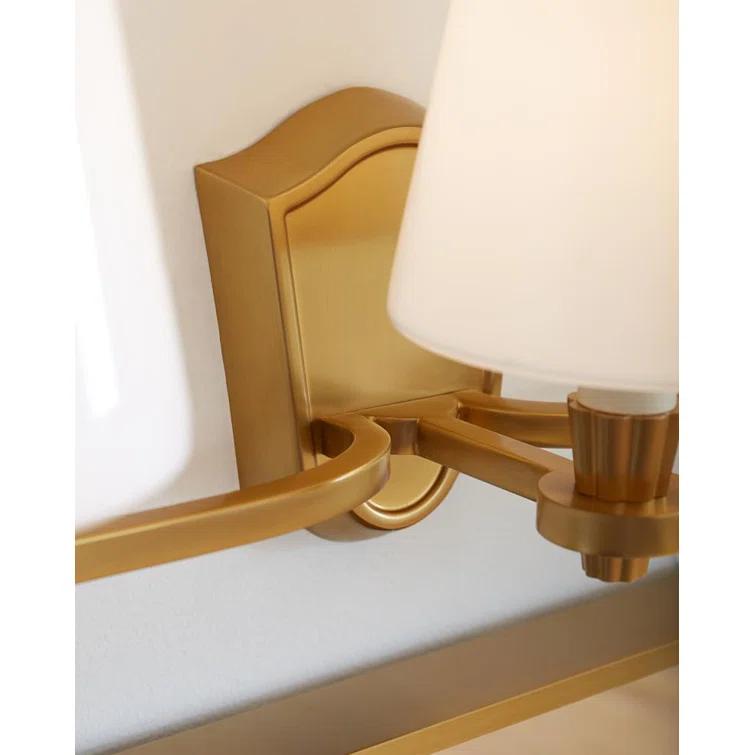 Burnished Brass 3-Light Dimmable Vanity Fixture with Linen Shades