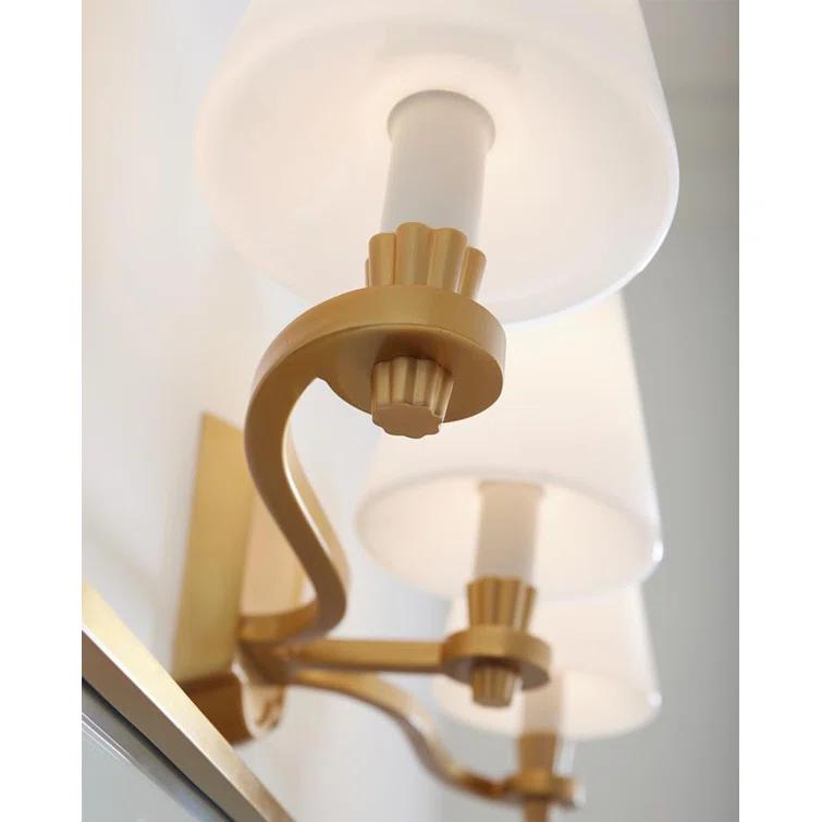 Burnished Brass 3-Light Dimmable Vanity Fixture with Linen Shades