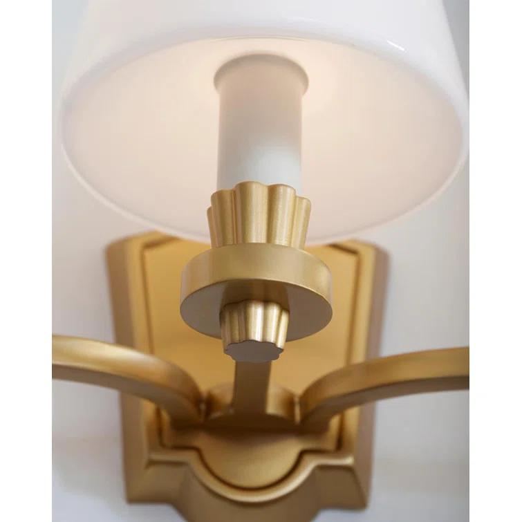 Burnished Brass 3-Light Dimmable Vanity Fixture with Linen Shades