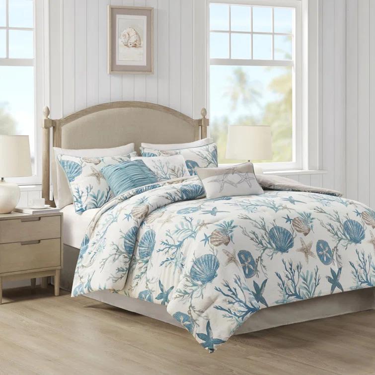 Madison Park Pebble Beach 7 Piece Cotton Sateen Comforter Set