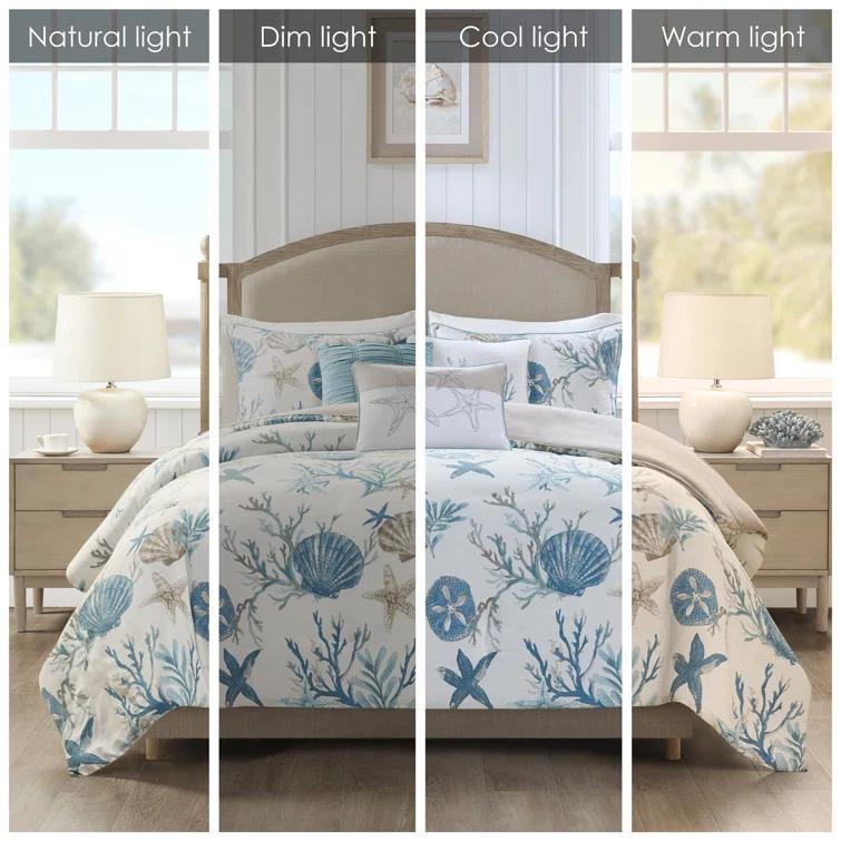 Pebble Beach 6 Piece Cotton Sateen Coastal Duvet Cover Set