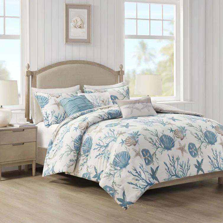Pebble Beach 6 Piece Cotton Sateen Coastal Duvet Cover Set