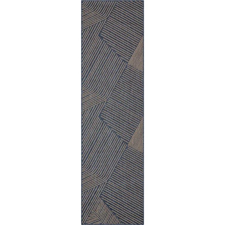 Marshanna Linden Modern Stripes Indoor/Outdoor Blue Flat-Weave Rug