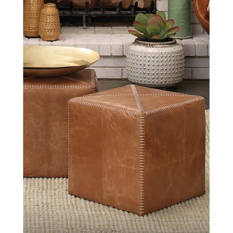 Jamie Young Company Leather Pouf