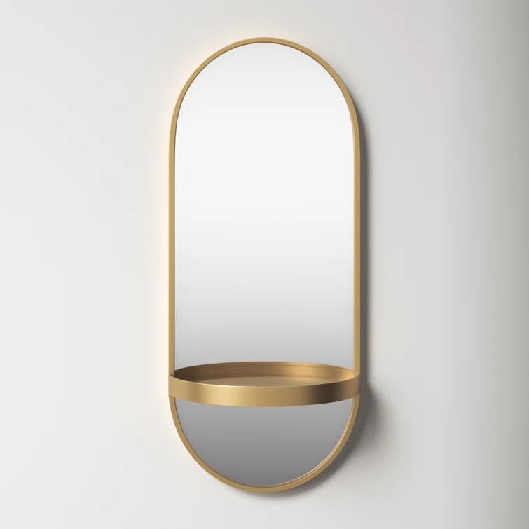 Lumi Metal Flat Mirror with Shelves