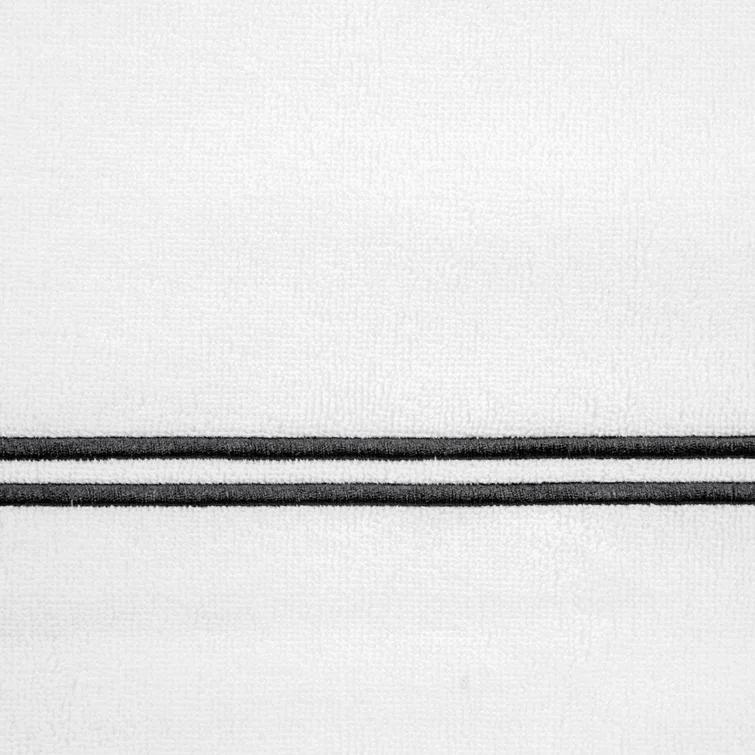 White and Gray Cotton Hand Towel with Elegant Embroidery