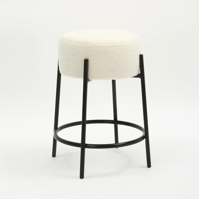 Upholstered Counter Stool with Metal Frame