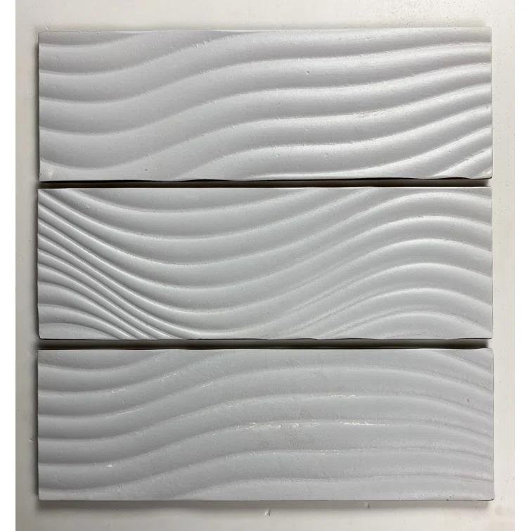 Abolos Pacific 4 in. x 12 in. Textured Glass Straight Edge Subway Decorative Kitchen & Bathroom Wall Tile