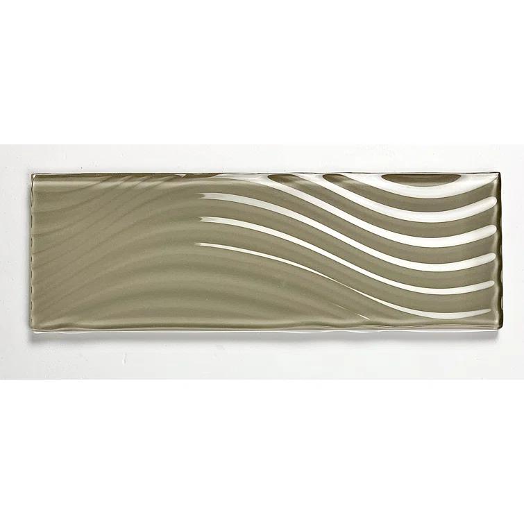 Abolos Pacific 4 in. x 12 in. Textured Glass Straight Edge Subway Decorative Kitchen & Bathroom Wall Tile