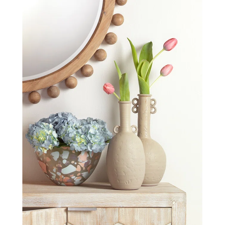 Jamie Young Co Large Transitional Ceramic Babar Vase in Beige