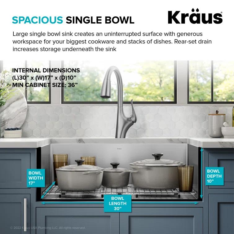 KRAUS Standart PRO™ Undermount 16 Gauge Stainless Steel Kitchen Sink