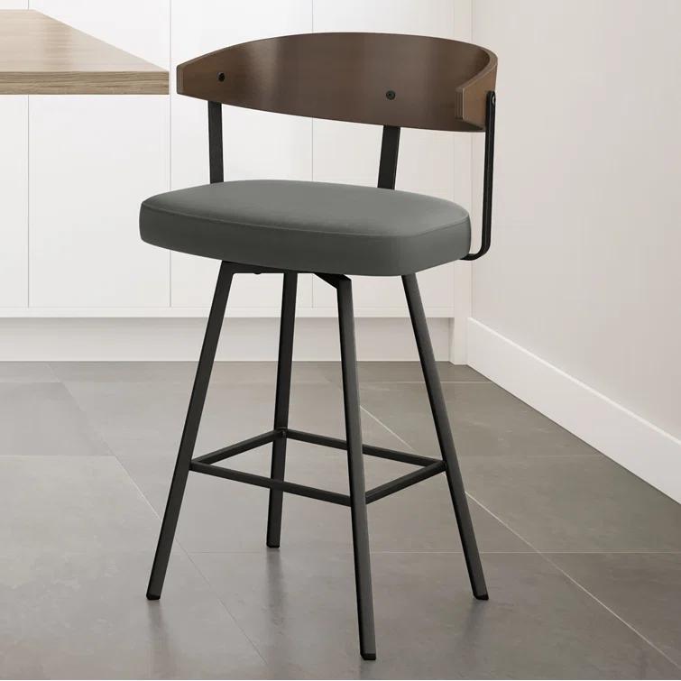 Amir Swivel Counter & Bar Stool with Wooden Back