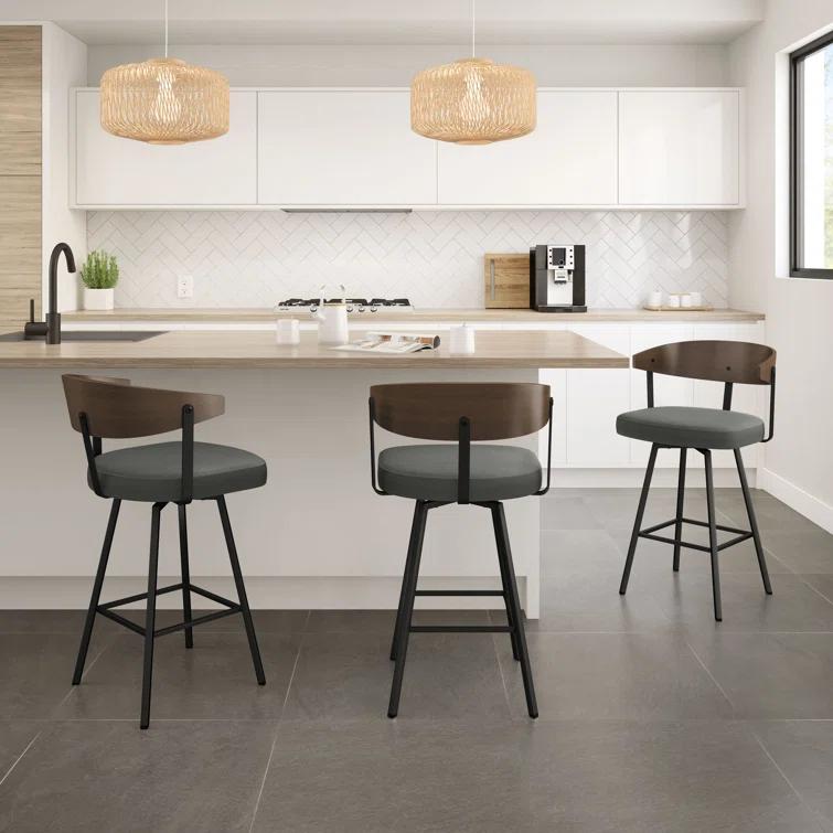Amir Swivel Counter & Bar Stool with Wooden Back