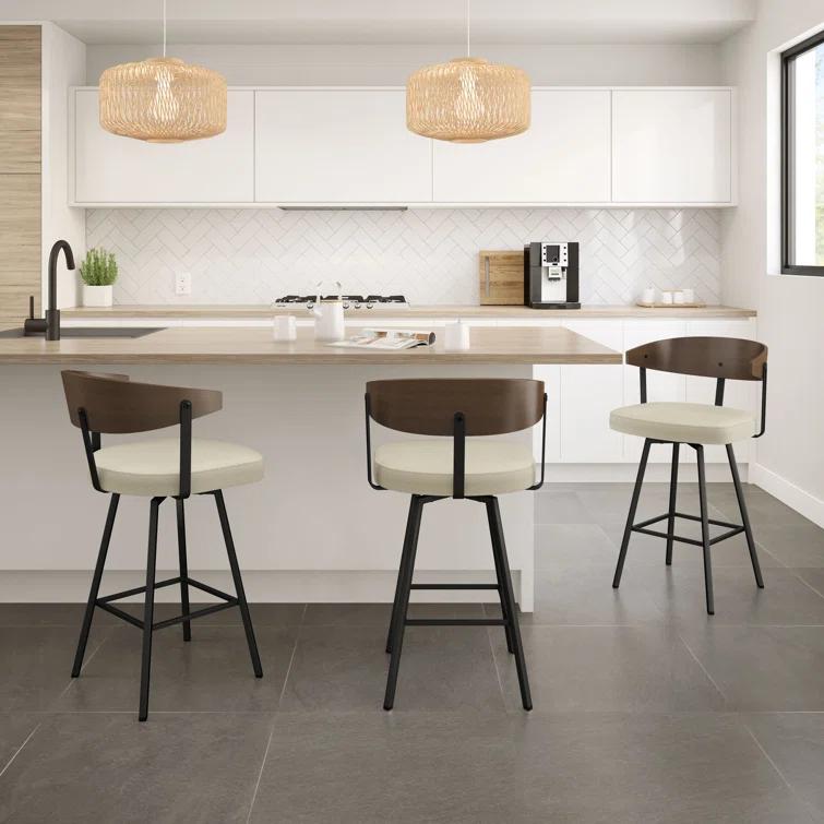 Amir Swivel Counter & Bar Stool with Wooden Back