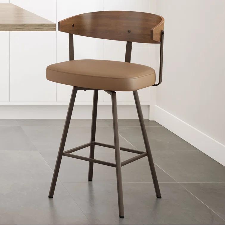 Amir Swivel Counter & Bar Stool with Wooden Back