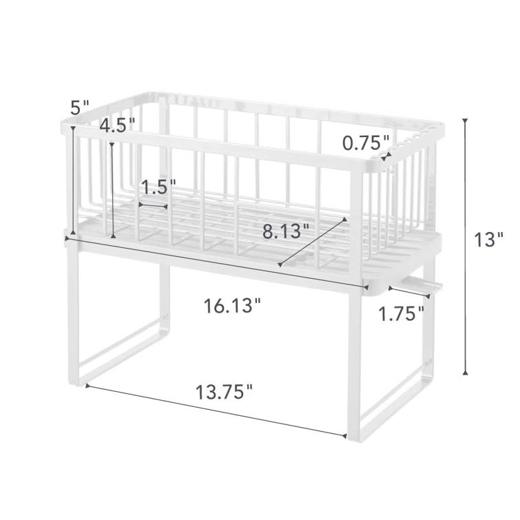 Tower Yamazaki Home Two-Tier Adjustable Dish Drainer Rack, Utensils Holder, Steel, Draining Spout