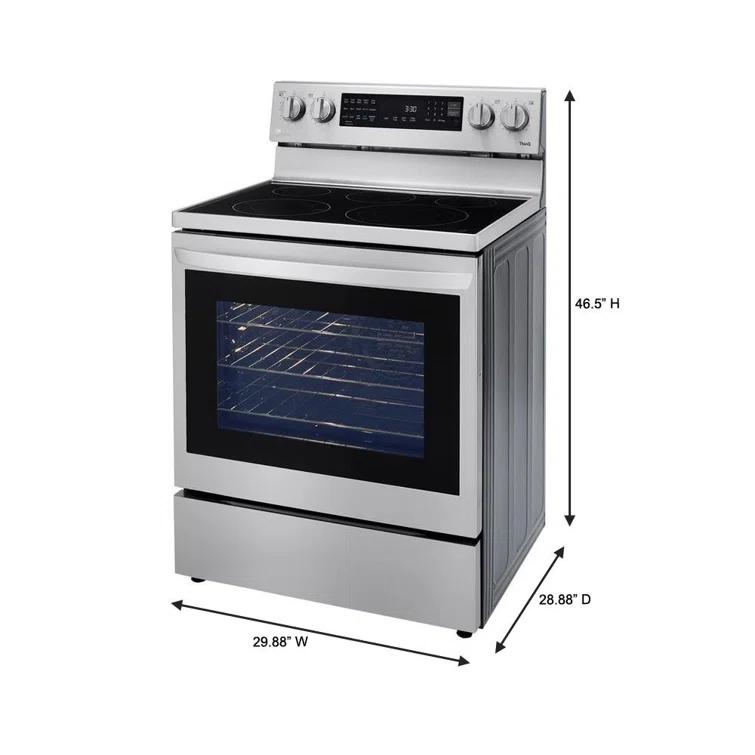 LG LG Smart Wi-Fi Enabled True Convection InstaView® Electric Range with Air Fry, 6.3 cu. ft. LREL6325F