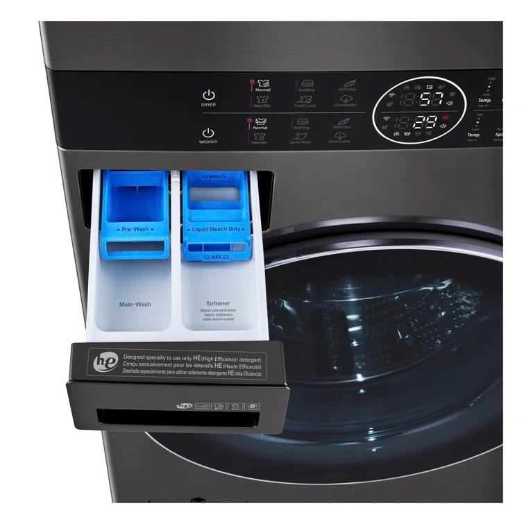 LG Single Unit Front Load WashTower with Center Control 4.5 cu. ft. Washer and 7.4 cu. ft. Gas Dryer