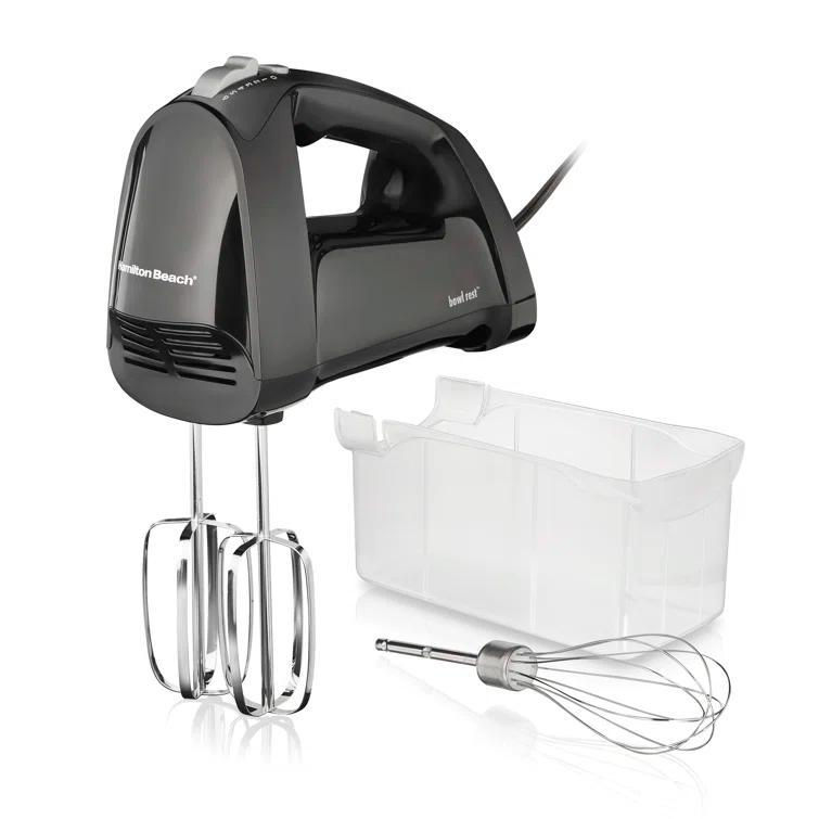 Hamilton Beach Hamilton Beach 6 Speed Hand Mixer With Quickburst, Includes Snap-On Storage Case And 3 Attachments, Black, 62690 62690F