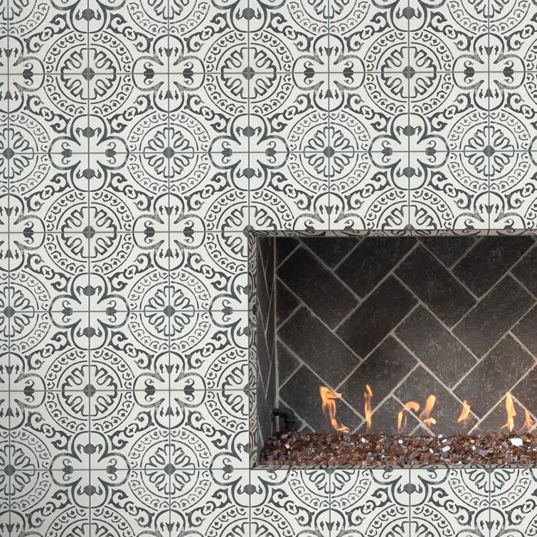 Amara 8" x 8" Encaustic Look Matte Porcelain Floor & Wall Tile