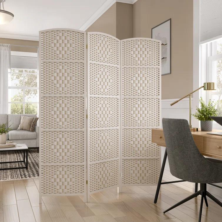 Oriental Furniture 6 ft. Tall Diamond Weave Room Divider - Natural - 6 Panel