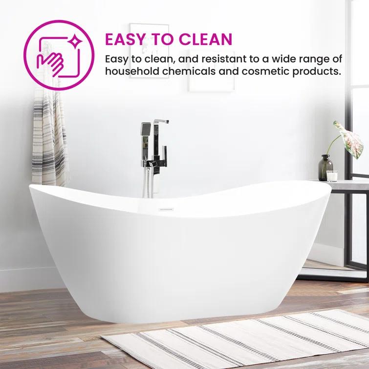 Ophelia 71" x 32'' Freestanding Soaking Acrylic Bathtub