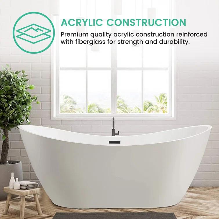Ophelia 71" x 32'' Freestanding Soaking Acrylic Bathtub