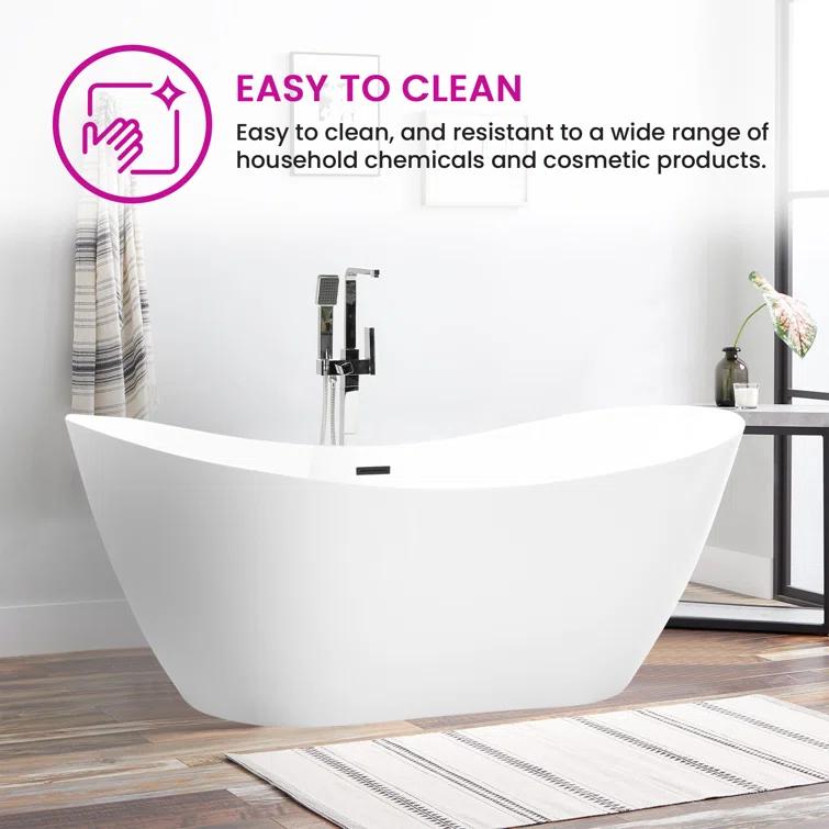 Ophelia 71" x 32'' Freestanding Soaking Acrylic Bathtub