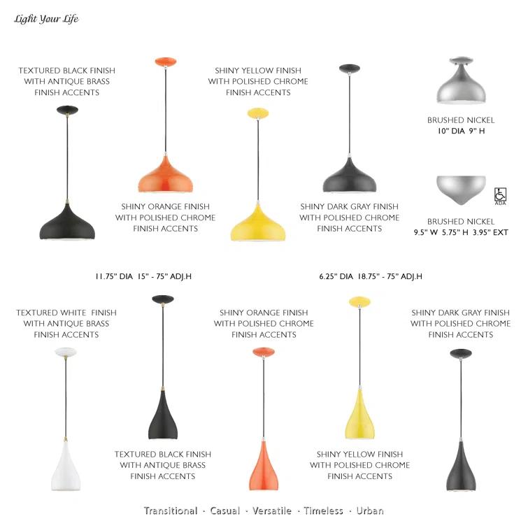 Schultz Single Light Metal Dimmable Pendant