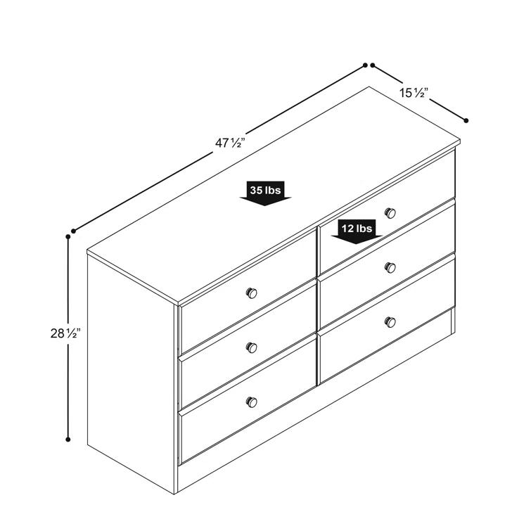 Mcclarrie Simplistic 6 Drawer 47.5" W Double Dresser