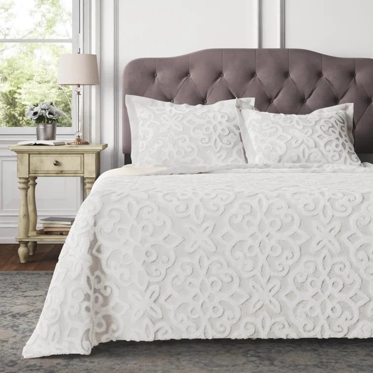 Kelly Clarkson Home Emberly Tufted 100% Cotton Sateen Coverlet Set in Farmhouse Style