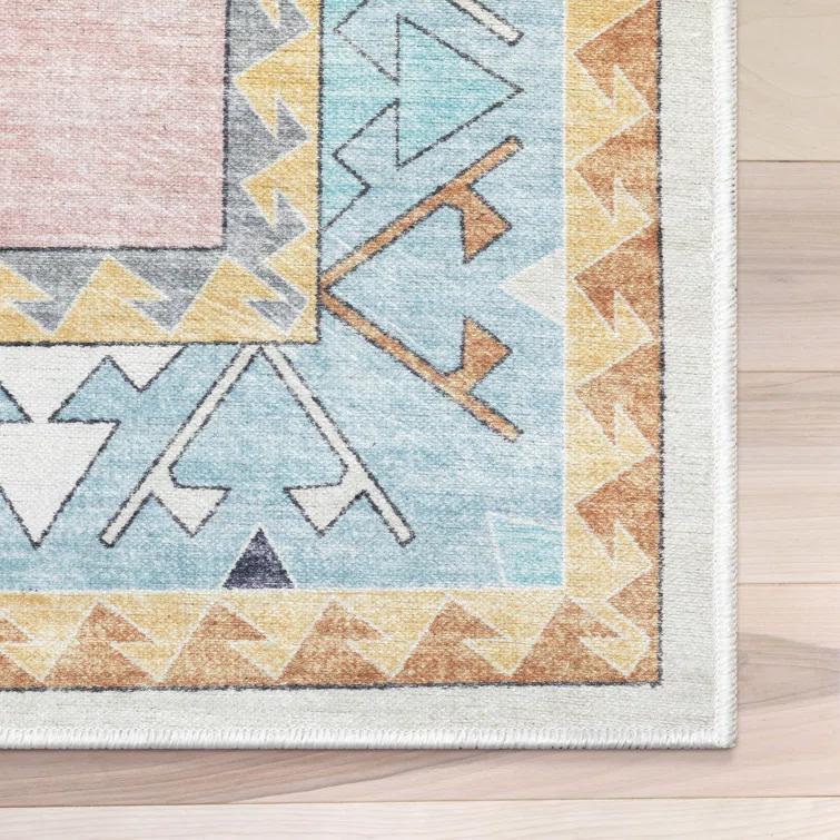 Apollo Well Woven Kids Rugs Ethnic Soft Medallion Modern Pink Area Rug