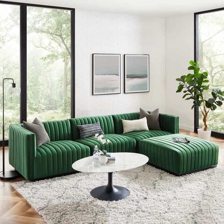 Modway Conjure Channel Tufted Performance Velvet 4-Piece Sectional by Modway