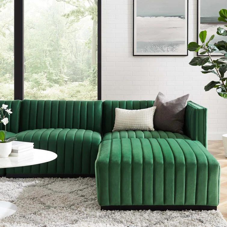 Modway Conjure Channel Tufted Performance Velvet 4-Piece Sectional by Modway