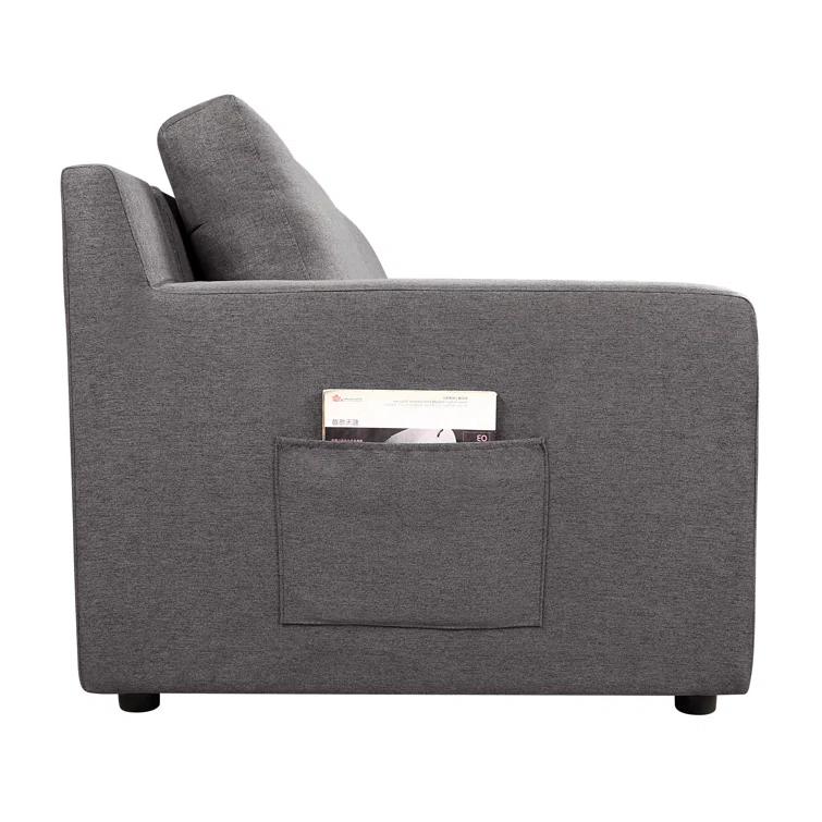 Hokku Designs Aviyana Waylon Gray Linen 4-Seater Sofa with Pockets