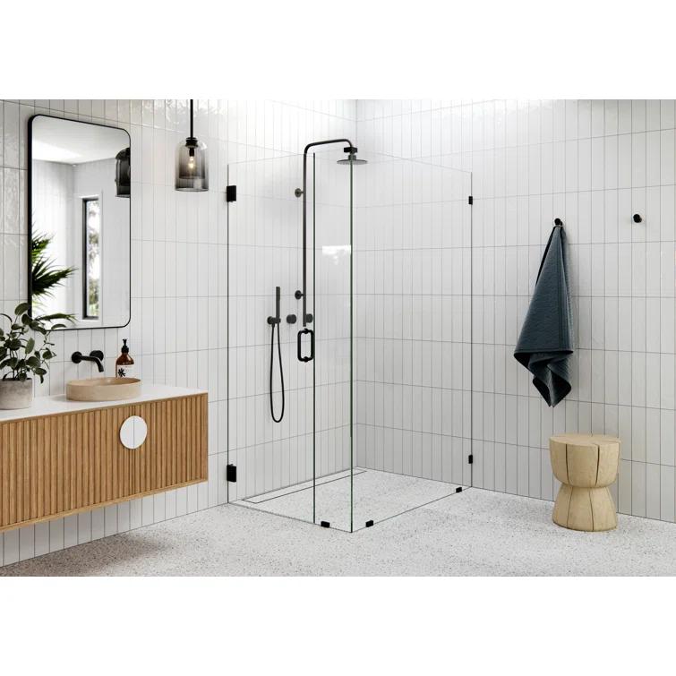 Illume 60 in. x 43.5 in. x 78 in. 90-degree Fully Frameless Wall Hinged Glass Shower Enclosure