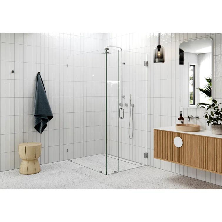 Illume 60 in. x 43.5 in. x 78 in. 90-degree Fully Frameless Wall Hinged Glass Shower Enclosure