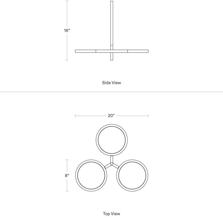 Aurora Black Aluminum 3-Light Adjustable LED Pendant