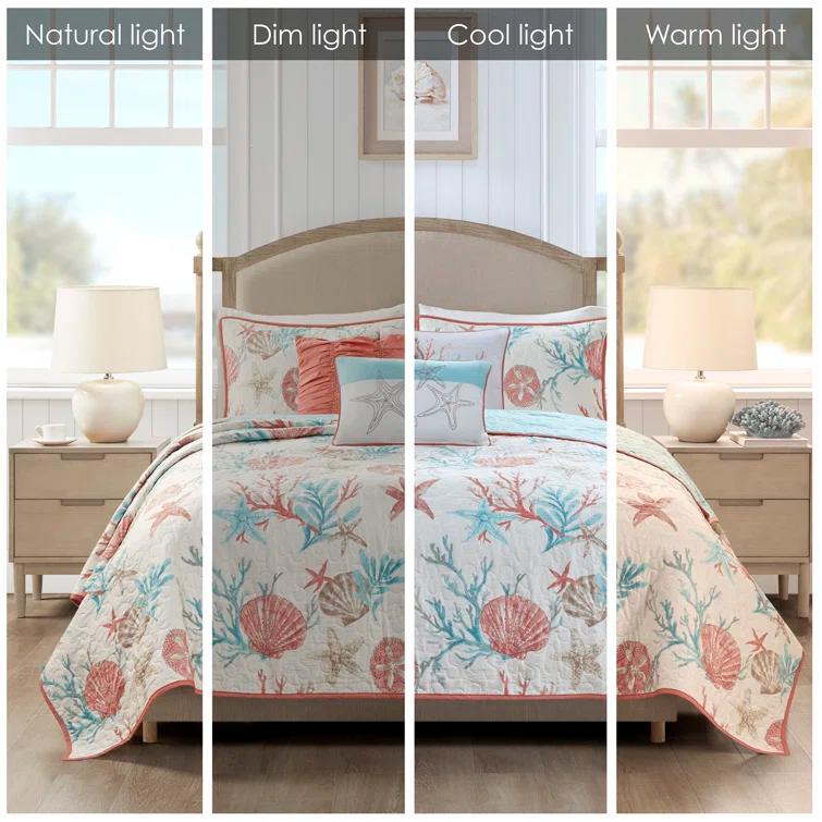 Madison Park Pebble Beach 6 Piece Cotton Sateen Coastal Duvet Cover Set