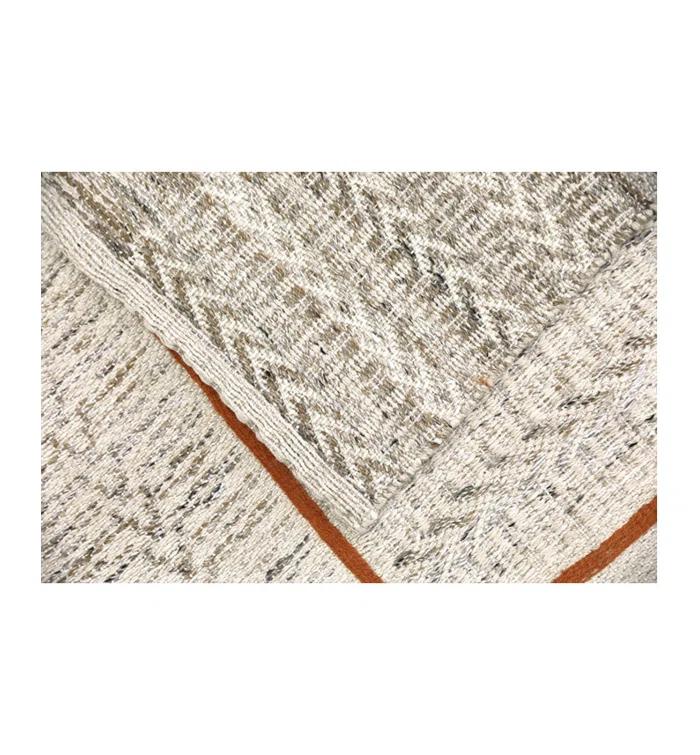 Ivory and Orange Rectangular Synthetic Indoor/Outdoor Rug