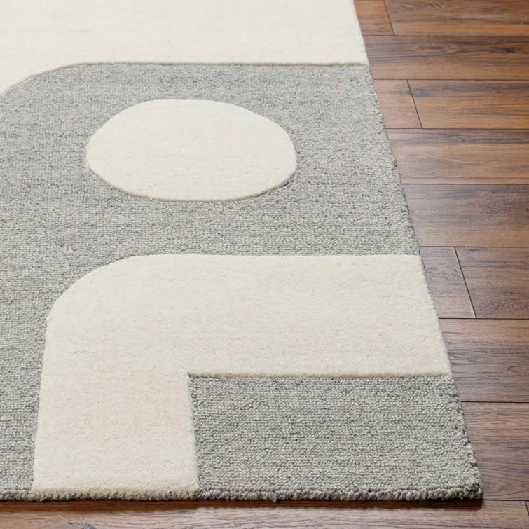 Wingrove Abstract Hand Tufted Wool Area Rug in Gray