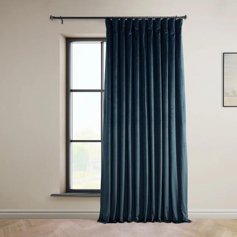 Loria Plush Velvet 100% Blackout Curtains For Bedroom, Living Room - Single Panel