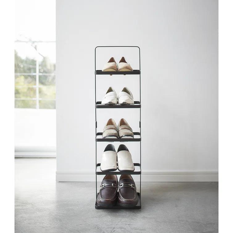 Yamazaki Home Steel Upright 5 Pair Shoe Rack with Handle